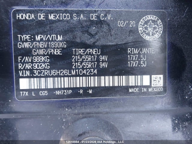3CZRU6H26LM104234 Honda HR-V SPORT