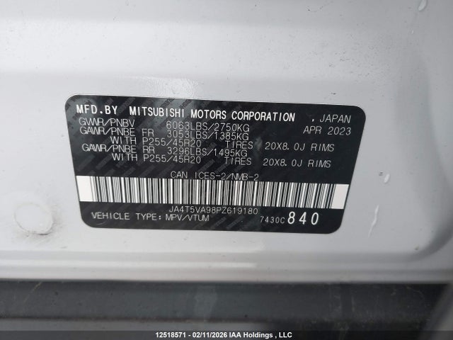 JA4T5VA98PZ619180 Mitsubishi OUTLANDER PHEV