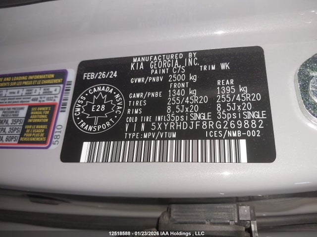 5XYRHDJF8RG269882 KIA Sorento 2.5t Ex/2.5t X-line