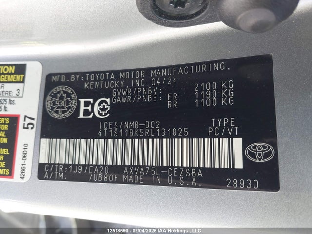 4T1S11BK5RU131825 Toyota CAMRY SE