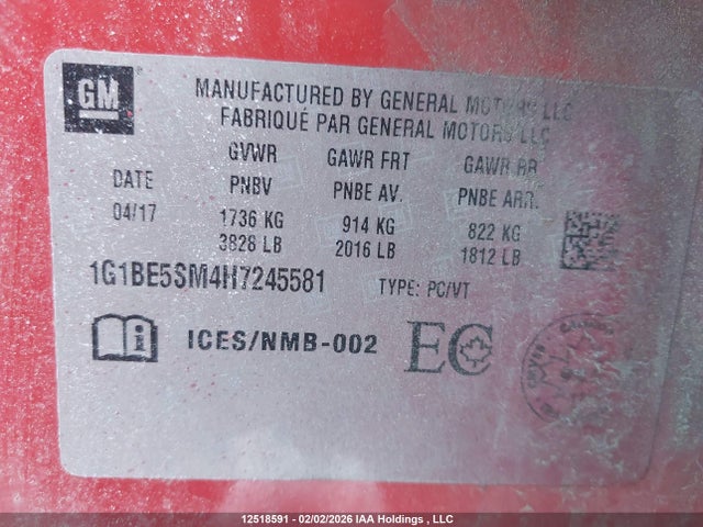 1G1BE5SM4H7245581 Chevrolet CRUZE LT