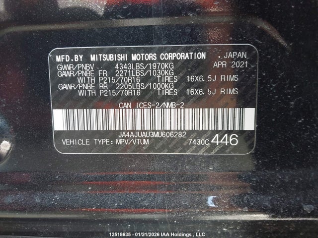 JA4AJUAU3MU606282 Mitsubishi RVR ES