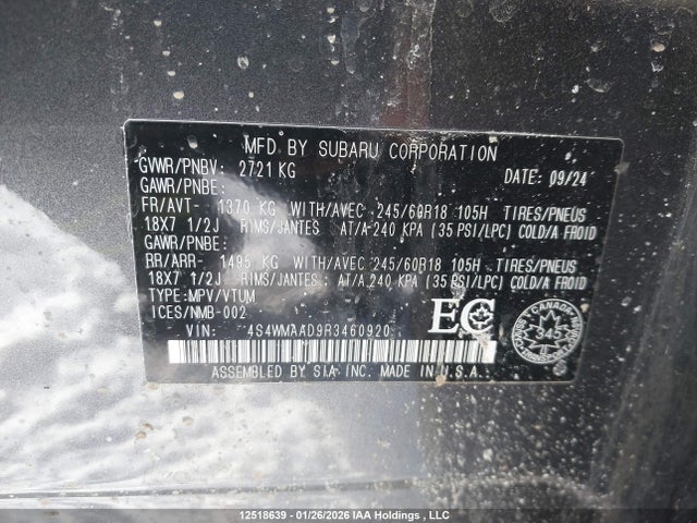 4S4WMAAD9R3460920 Subaru Ascent Convenience