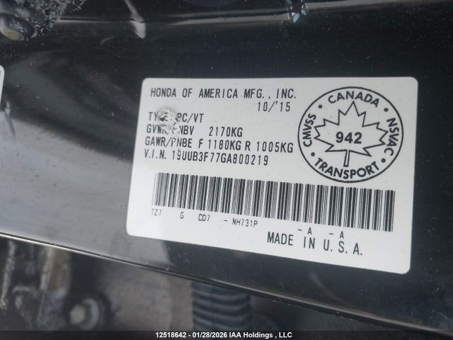 19UUB3F77GA800219 Acura Tlx Advance