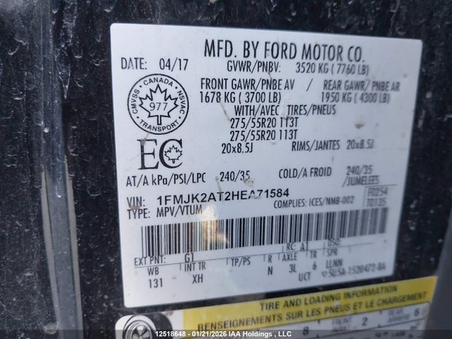 Ford Expedition El Limited 2017 1FMJK2AT2HEA71584 Image 9