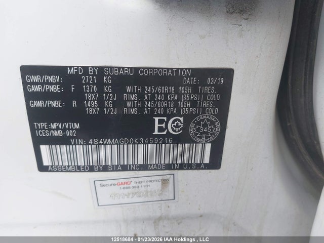 4S4WMAGD0K3459216 Subaru Ascent Premium