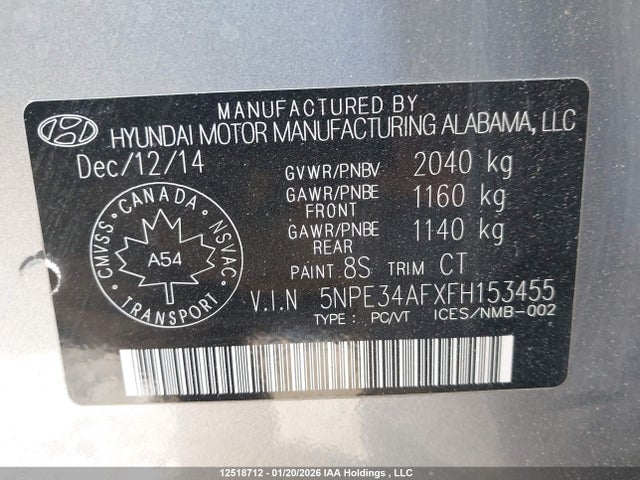 5NPE34AFXFH153455 Hyundai Sonata Sport/limited