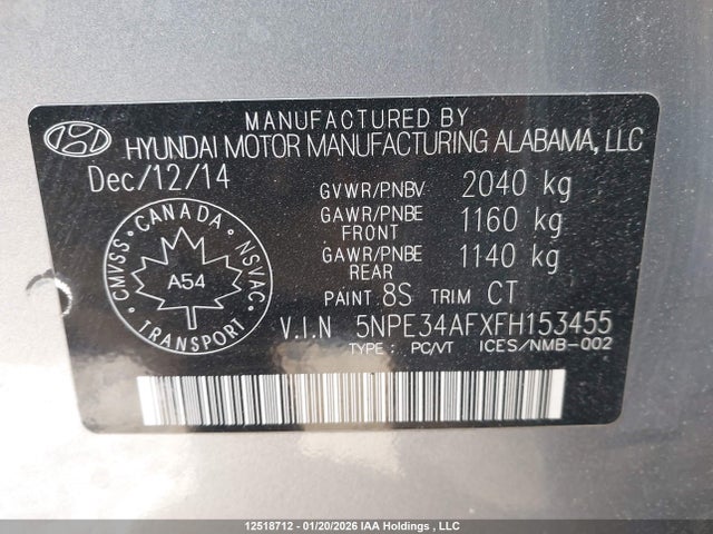 5NPE34AFXFH153455 Hyundai Sonata Sport/limited
