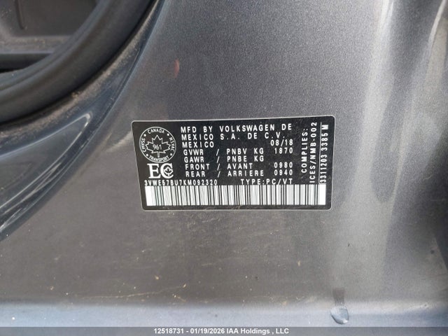 3VWE57BU7KM092320 Volkswagen JETTA SEL
