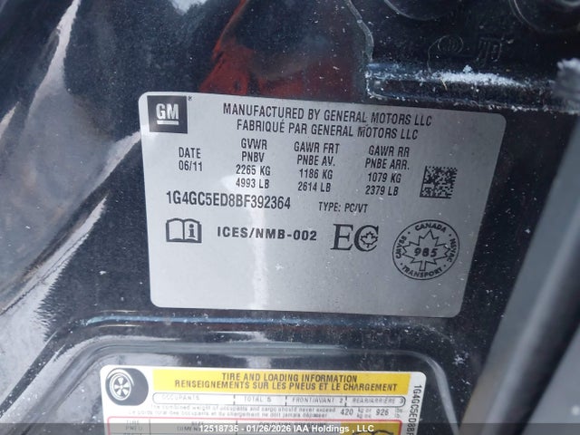 Aukcja sprzedaży 2011 Buick Lacrosse, vin: 1G4GC5ED8BF392364, numer aukcji: 12518735