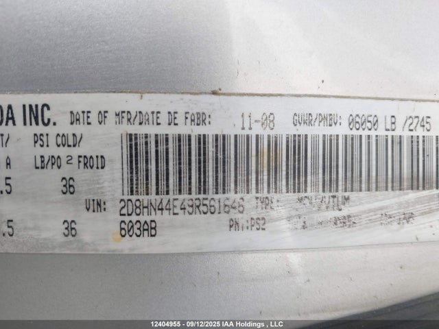 12404955 :رقم المزاد ، 2D8HN44E49R561646 vin ، 2009 Dodge Grand Caravan Se مزاد بيع