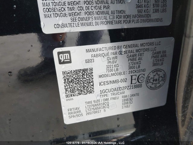 1GCUDAED2PZ218888 Chevrolet Silverado K1500