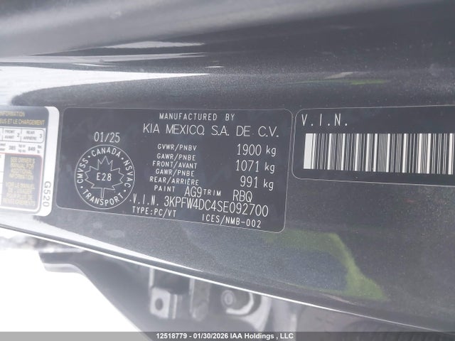 12518779 :رقم المزاد ، 3KPFW4DC4SE092700 vin ، 2025 Kia K4 Gt-line Turbo/gt-line Turbo Limited مزاد بيع