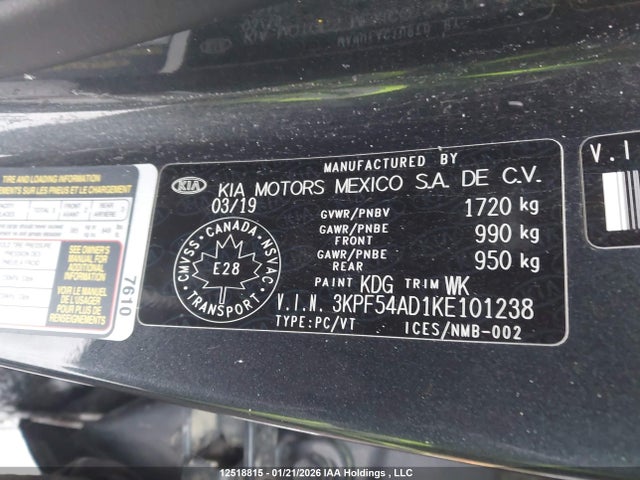 3KPF54AD1KE101238 KIA Forte Ex/ex Limited/ex Premium/ex+