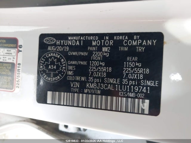KM8J3CAL1LU119741 Hyundai Tucson