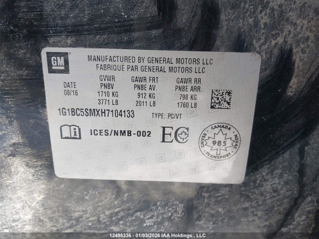 1G1BC5SMXH7104133 Chevrolet Cruze Ls Auto