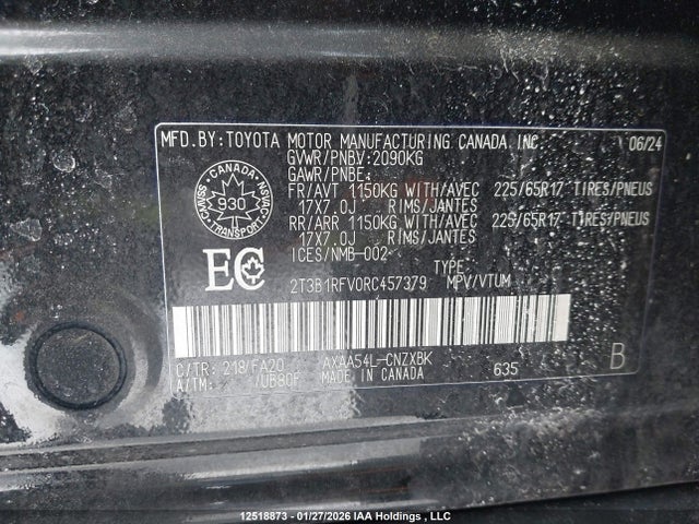 2T3B1RFV0RC457379 Toyota RAV4 LE