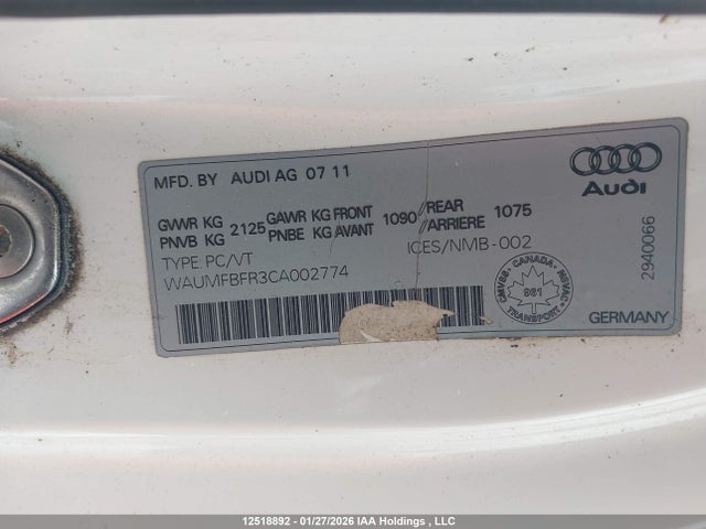 Aukcja sprzedaży 2012 Audi A5 Premium, vin: WAUMFBFR3CA002774, numer aukcji: 12518892