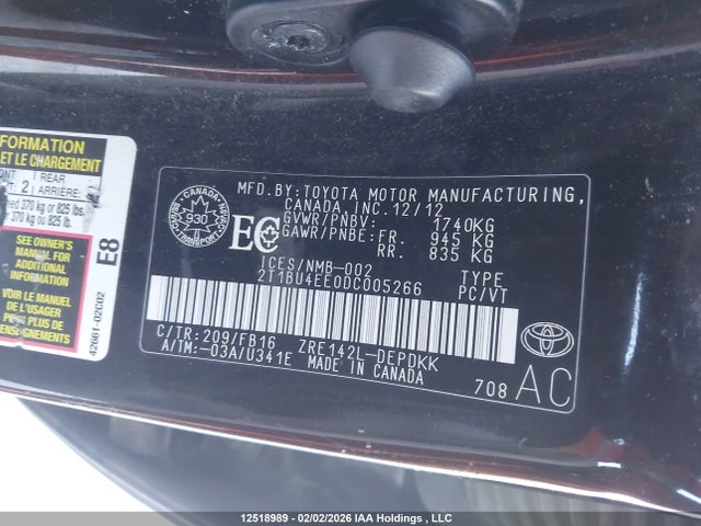Aukcja sprzedaży 2013 Toyota Corolla Ce, vin: 2T1BU4EE0DC005266, numer aukcji: 12518989