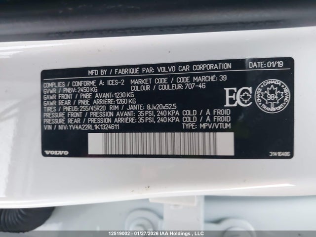 YV4A22RL1K1324611 Volvo Xc60 T6 Inscription