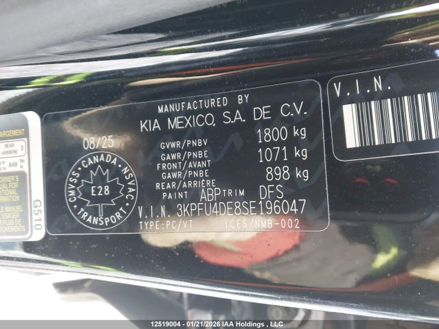 Продажа на аукционе авто 2025 Kia K4 Ex/ex+, vin: 3KPFU4DE8SE196047, номер лота: 12519004