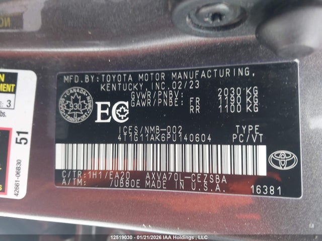 4T1G11AK6PU140604 Toyota Camry Se Night Shade/se