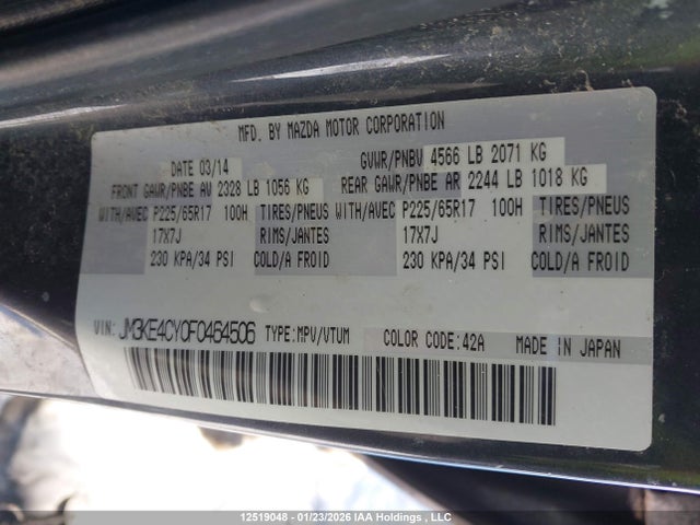 JM3KE4CY0F0464506 Mazda Cx-5 Touring