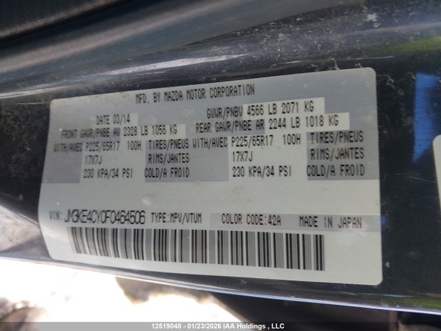 JM3KE4CY0F0464506 Mazda Cx-5 Touring