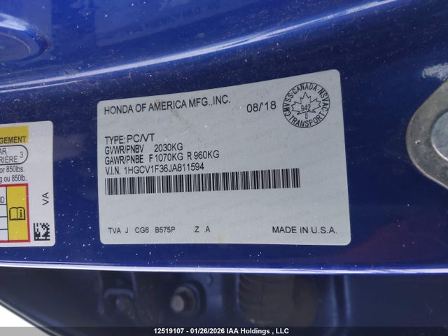 1HGCV1F36JA811594 Honda Accord Sport