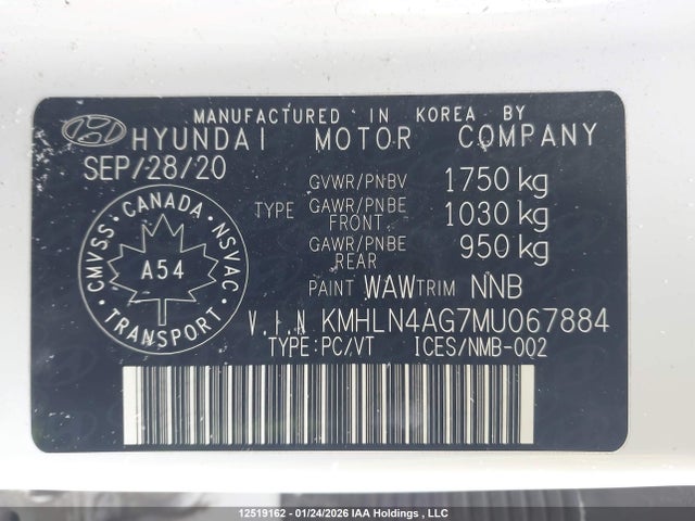 KMHLN4AG7MU067884 Hyundai Elantra