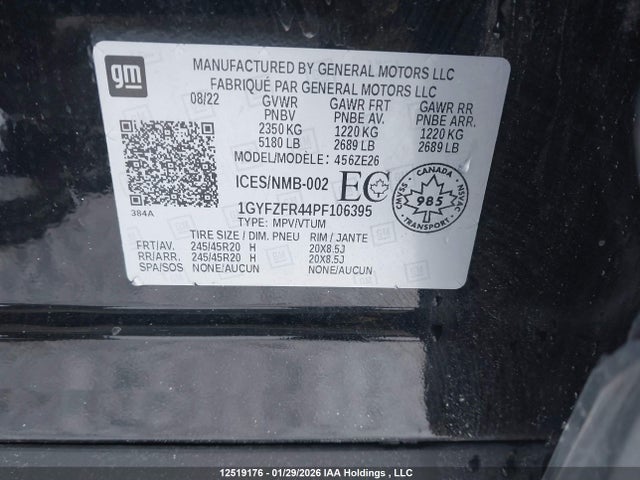 1GYFZFR44PF106395 Cadillac XT4 SPORT