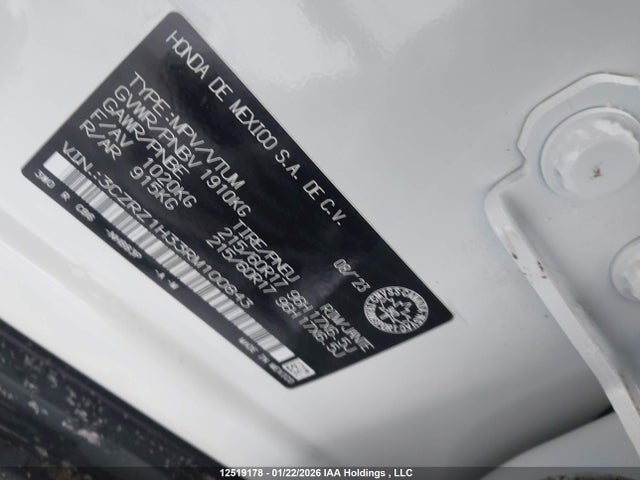 3CZRZ1H33RM100843 Honda Hr-v Lx-b