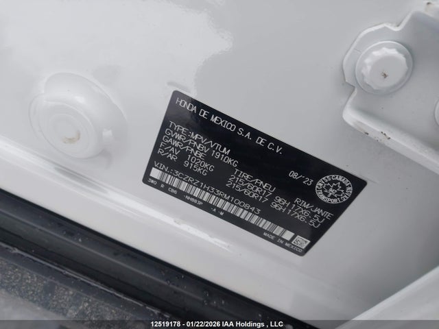 3CZRZ1H33RM100843 Honda Hr-v Lx-b