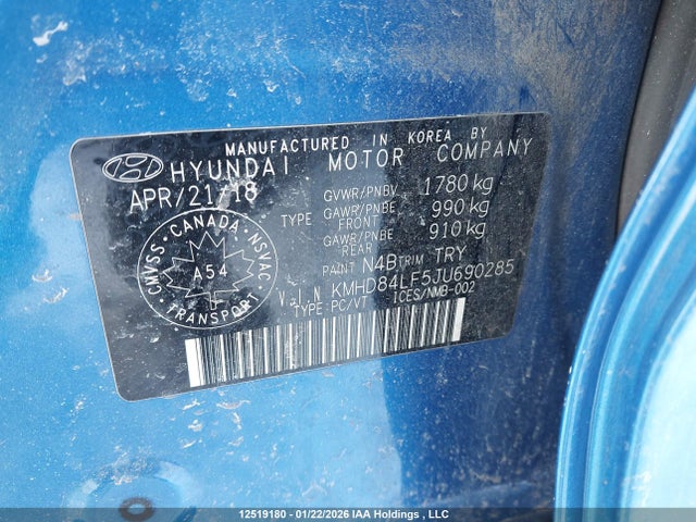 KMHD84LF5JU690285 Hyundai Elantra Sel/value/limited