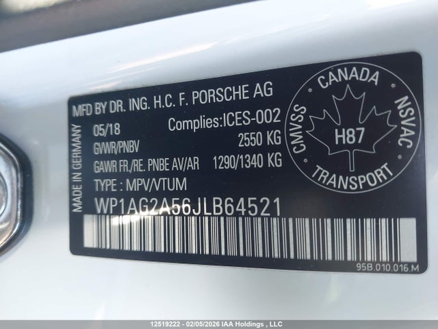 WP1AG2A56JLB64521 Porsche Macan Gts