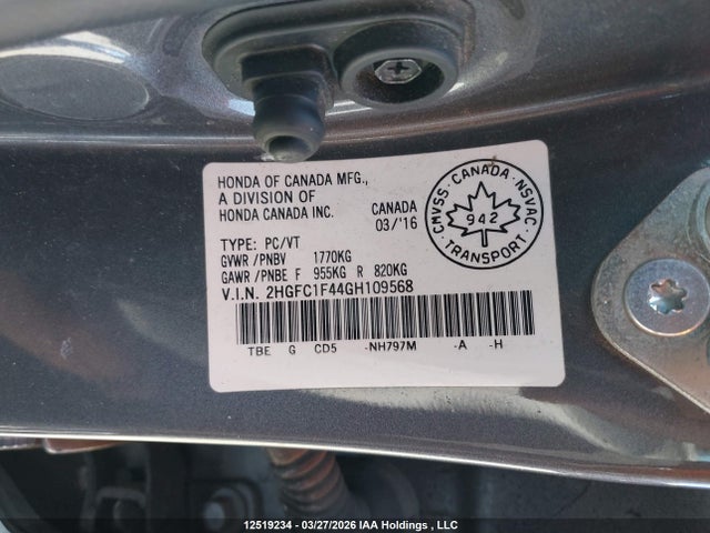 2HGFC1F44GH109568 Honda Civic Ex-t