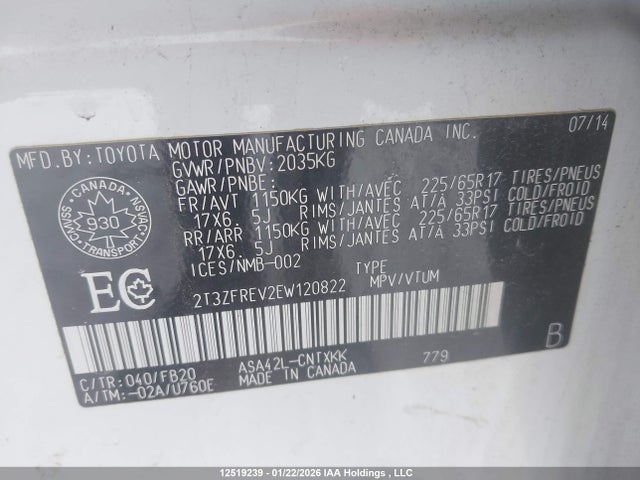 Toyota RAV4 LE 2014 2T3ZFREV2EW120822 Image 9