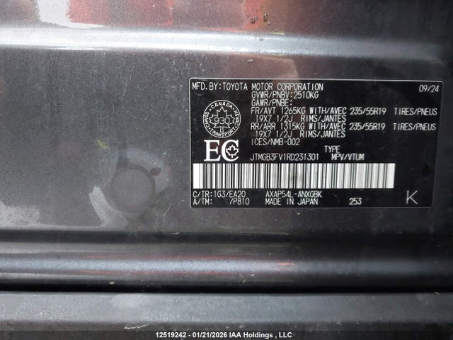 Aukcja sprzedaży 2024 Toyota Rav4 Prime Xse, vin: JTMGB3FV1RD231301, numer aukcji: 12519242