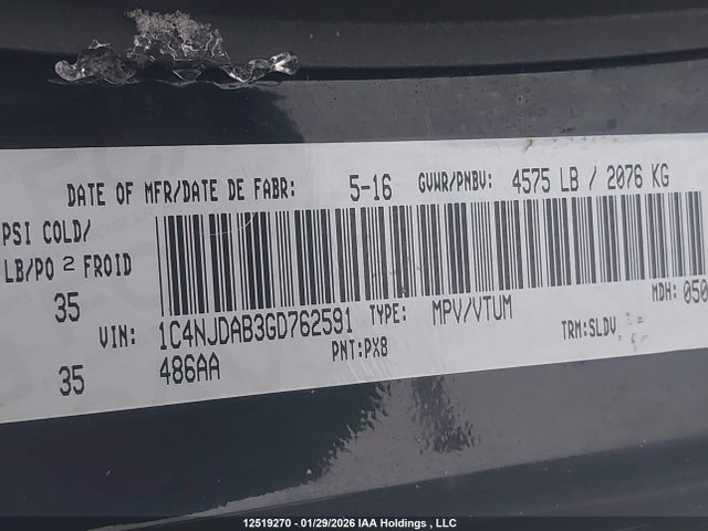 Jeep Compass 2016 1C4NJDAB3GD762591 Image 9