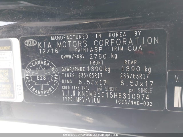 Продажа на аукционе авто 2017 Kia Sedona Lx, vin: KNDMB5C15H6310974, номер лота: 12519279