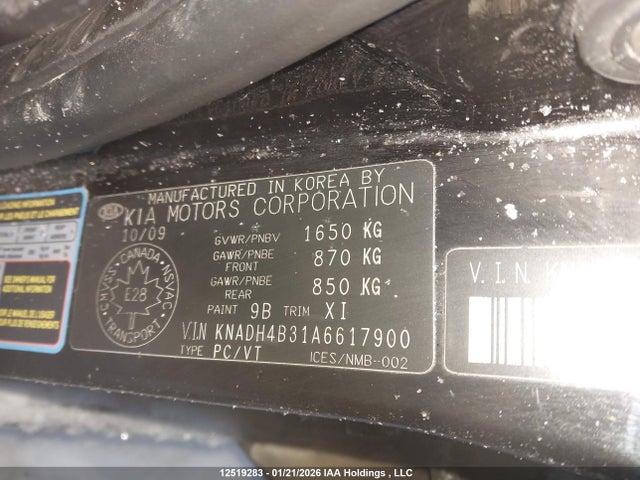 12519283 :رقم المزاد ، KNADH4B31A6617900 vin ، 2010 Kia Rio Ex/ex-convenience مزاد بيع