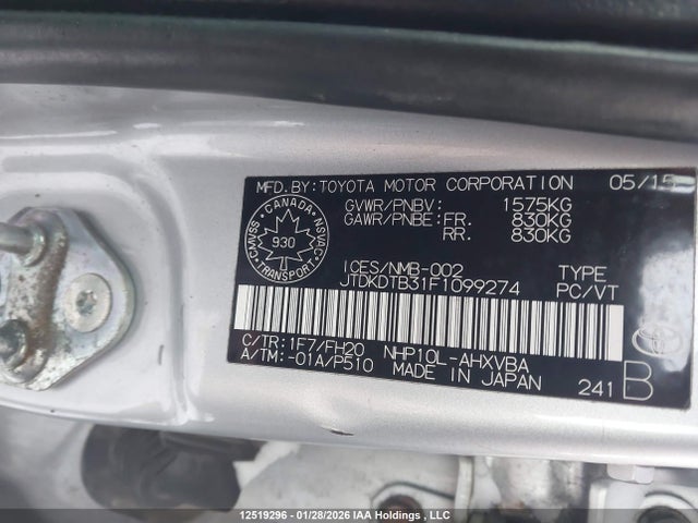 JTDKDTB31F1099274 Toyota Prius C Technology