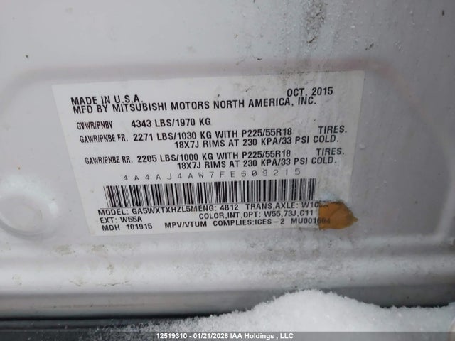 4A4AJ4AW7FE609215 Mitsubishi Rvr Gt