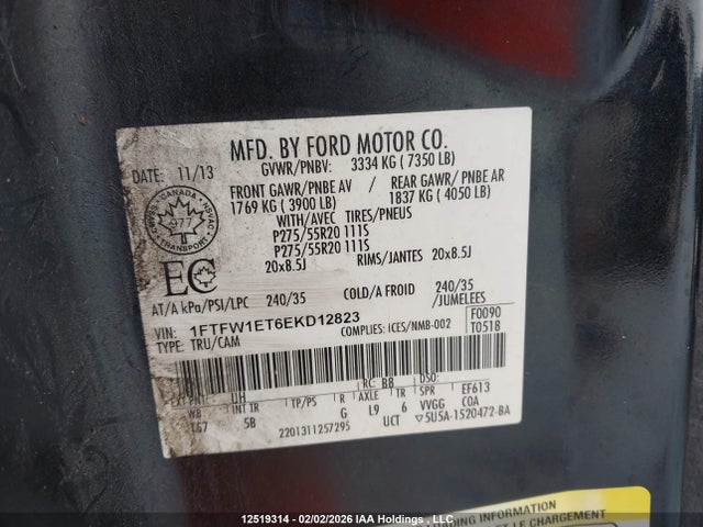 1FTFW1ET6EKD12823 Ford F-150 Fx4