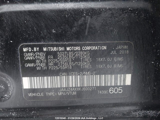 JA4JZ4AXXKJ600271 Mitsubishi OUTLANDER GT