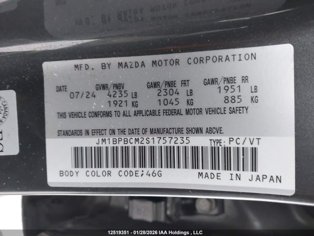 Aukcja sprzedaży 2025 Mazda 3 Preferred, vin: JM1BPBCM2S1757235, numer aukcji: 12519351