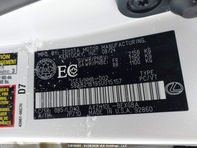 Lexus Es 300h 300h 2025 58AB21B19SU015157 Image 17