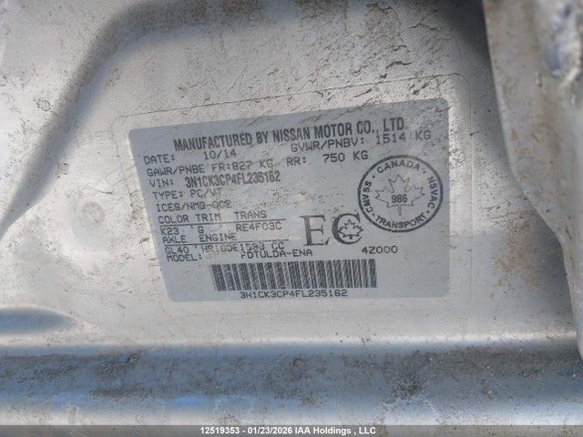 Продажа на аукционе авто 2015 Nissan Micra, vin: 3N1CK3CP4FL235162, номер лота: 12519353