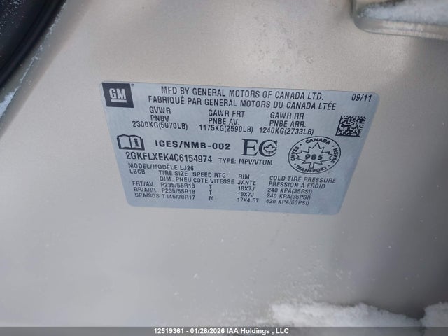 Продаж на аукціоні авто 2012 Gmc Terrain Slt, vin: 2GKFLXEK4C6154974, номер лоту: 12519361