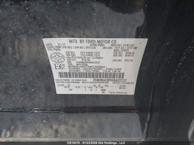2FMHK6D89HBA02237 Ford Flex Limited